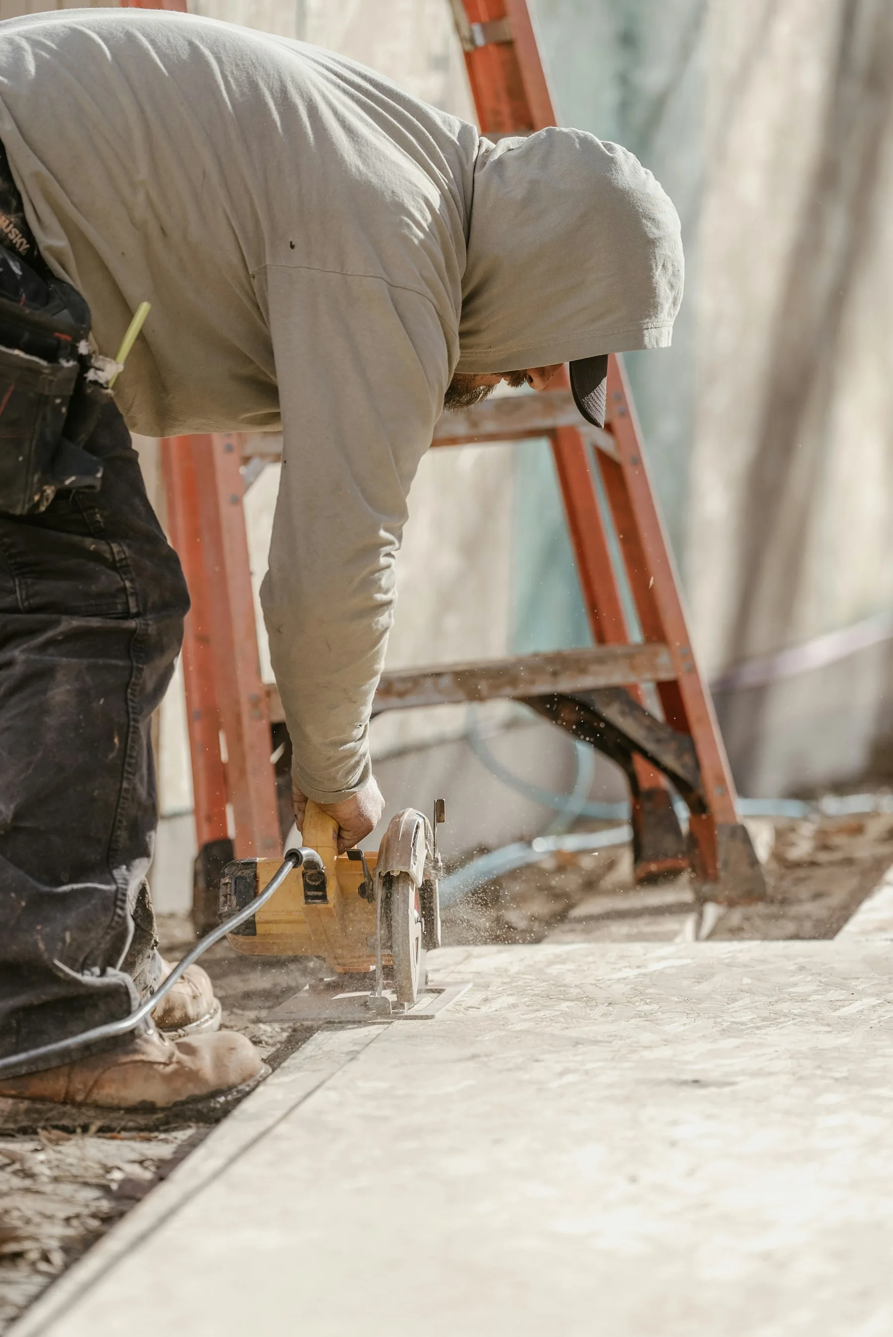 Carpenter completing precision woodwork for a Vancouver reconstruction project