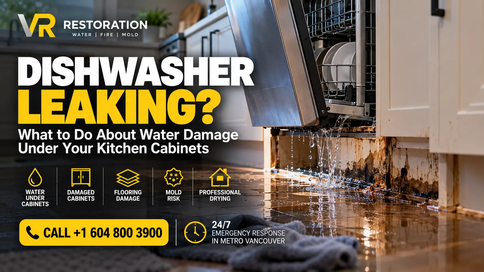 Dishwasher Leaking? What to Do About Water Damage Under Your Kitchen Cabinets